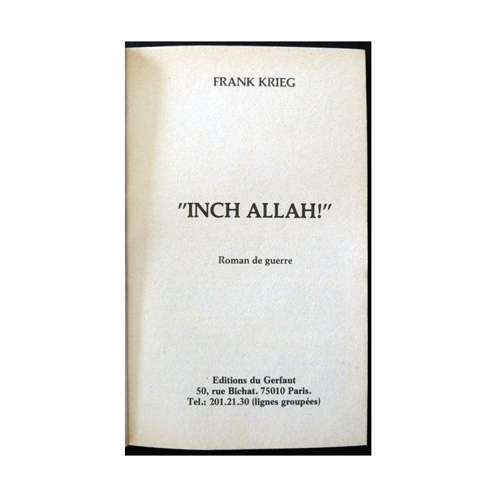 Inch Allah de Frank Krieg aux Editions Gerfaut