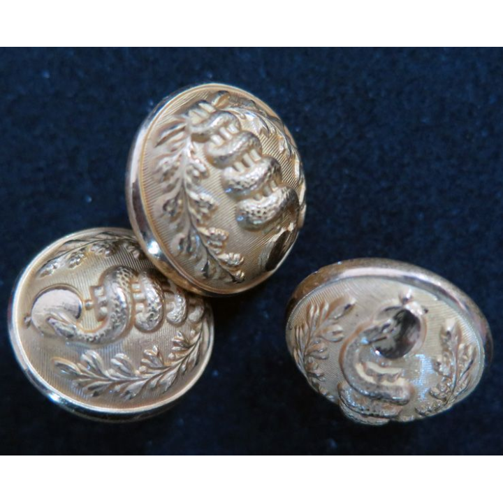 Lot de 3 boutons en laiton du service de santé