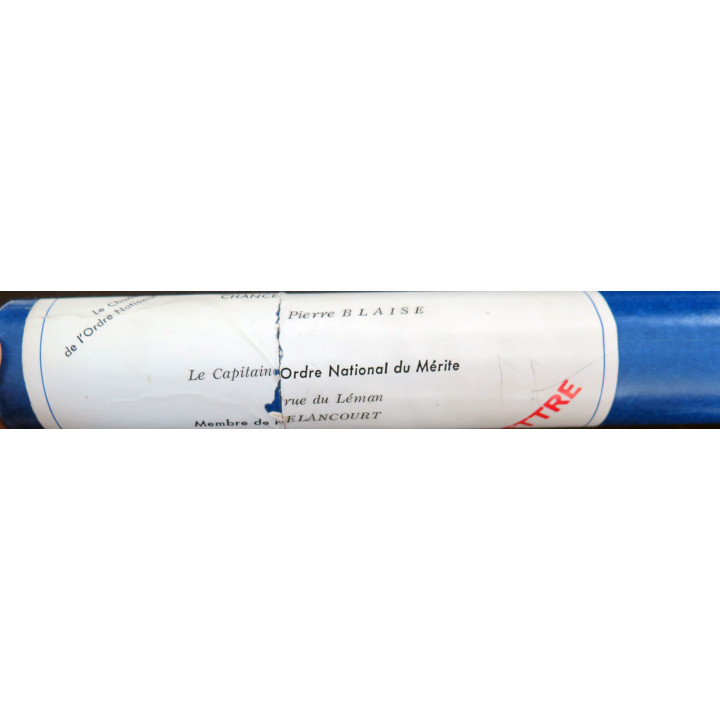 FRANCE : diplôme de chevalier de l'ordre National du Mérite attribué par Valéry Giscard D'Estaing en 1978