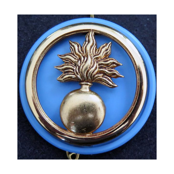 Insigne de béret des écoles sur son support plastique bleu clair 