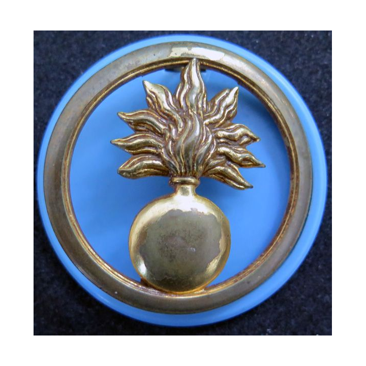 Insigne de béret des écoles sur son support plastique bleu clair de fabrication Coinderoux