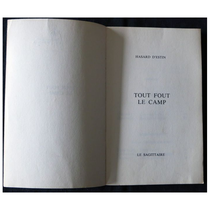 Tout fout le camp de Hasard d'Estin aux Editions Le Sagittaire
