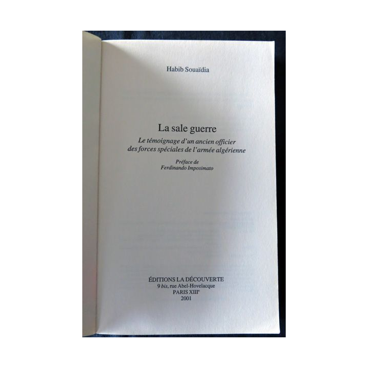 La sale guerre de Habib Sauaïdia aux Editions La Découverte