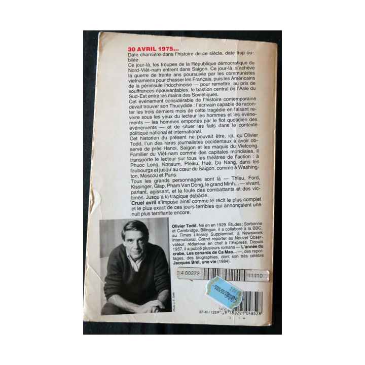 Cruel Avril de Olivier Todd aux Editions Robert Laffont