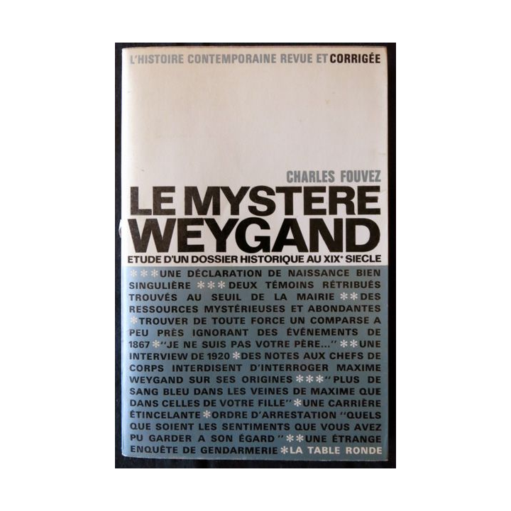 Le mystère Weygand de Charles Fouvez aux Editions La Table Ronde
