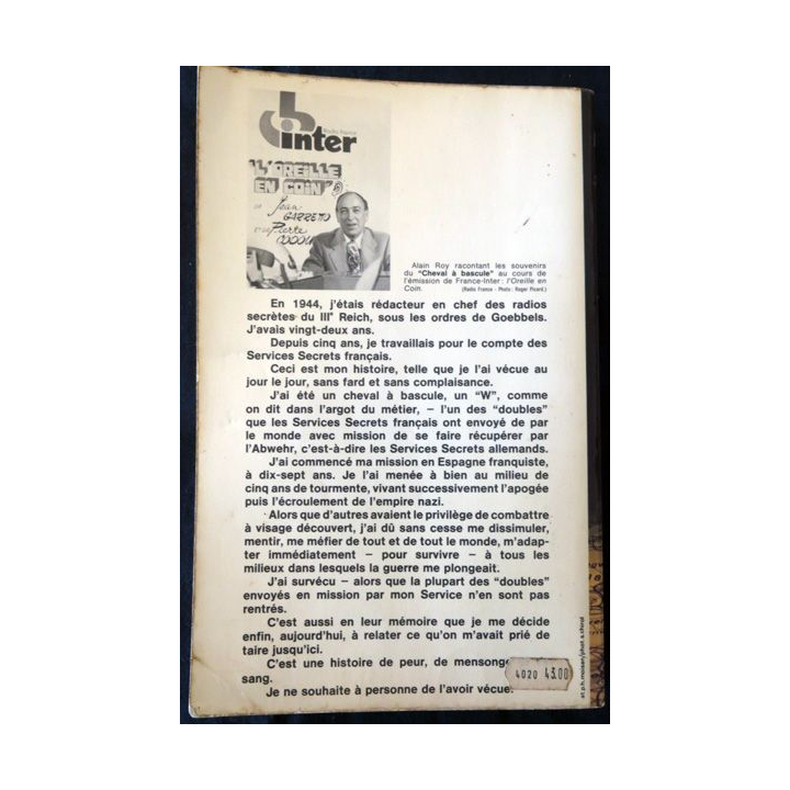 Le cheval à bascule mémoires d'un agent double de Alain Roy aux Editions Presses de La Cité