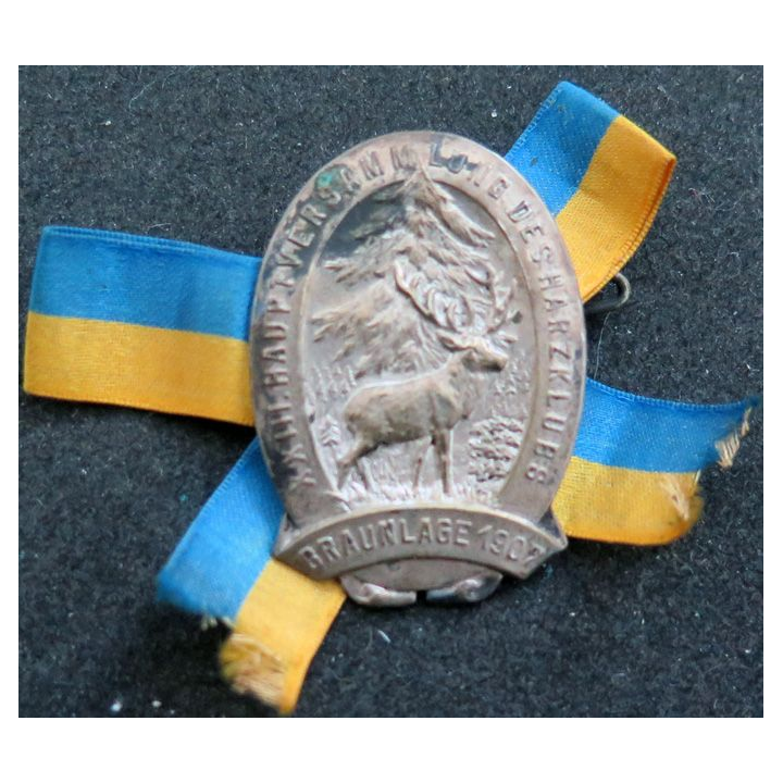 ALLEMAGNE : insigne médaillette de l'Assemblée générale du Harz Club Braunlage 1907 