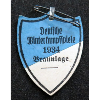 ALLEMAGNE : insigne carton des jeux d'hiver Braunlage 1934