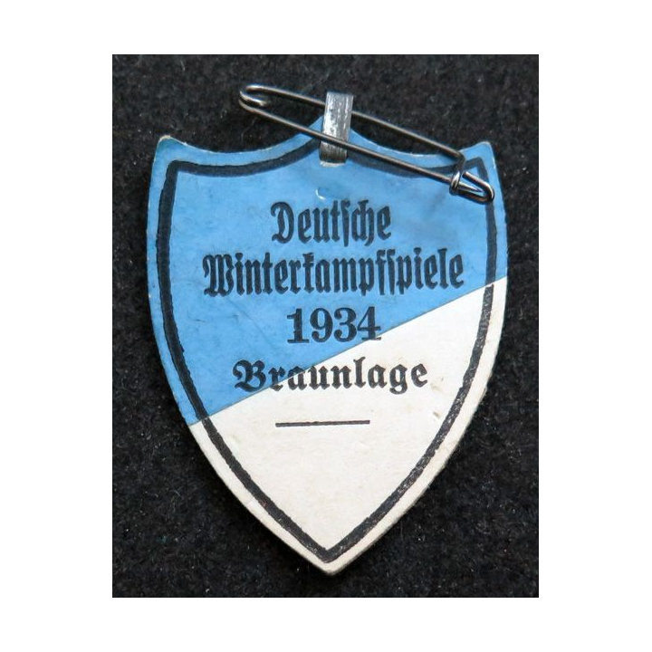 ALLEMAGNE : insigne carton des jeux d'hiver Braunlage 1934