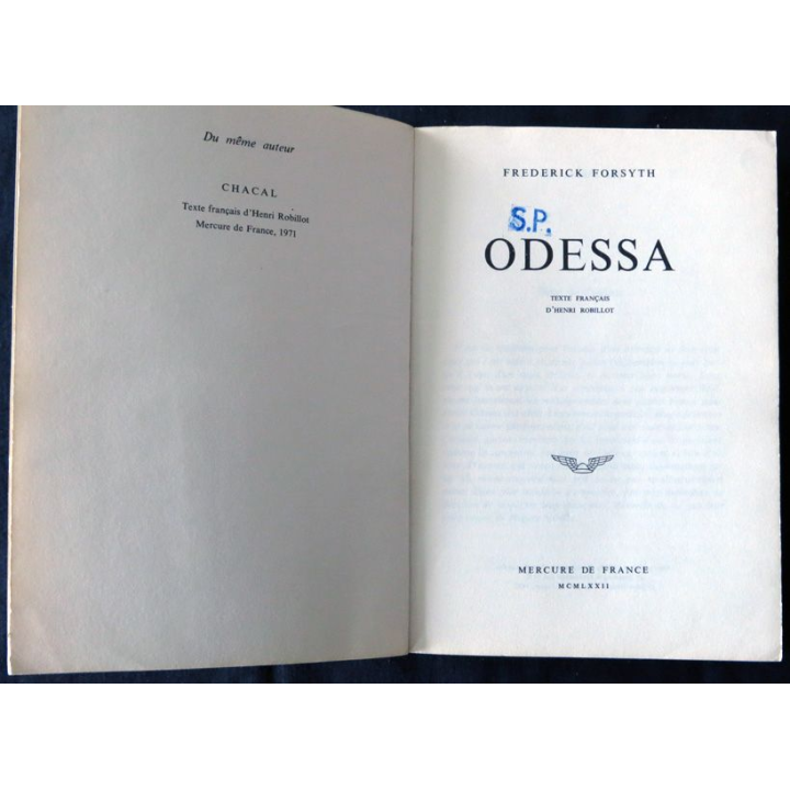Odessa de Frederick Forsyth aux Editions Mercure de France