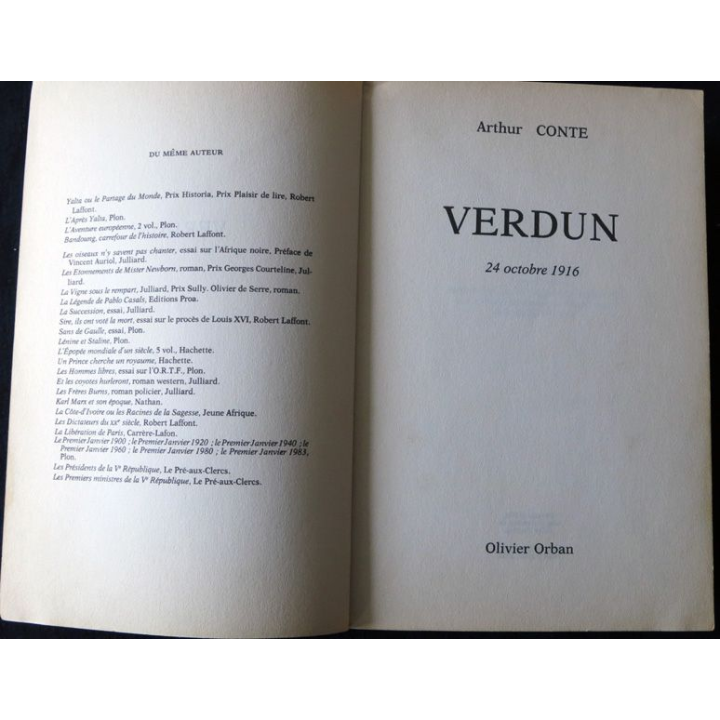 Verdun ce jour là le 24 octobre 1916 de Arthur Conte aux Editions Olivier Orban