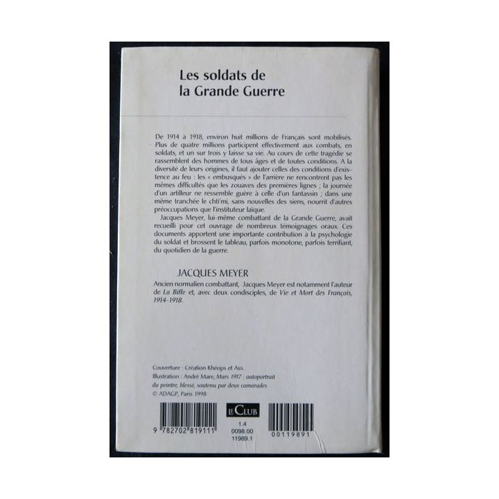 Les soldats de la grande guerre de Jacques Meyer aux Editions Le Grand Livre du Mois