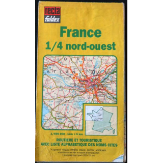 Carte routière touristique France 1/4 Nord Ouest 1:500 000 Foldex Plan guide Blay
