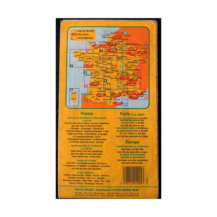 Carte routière touristique France 1/4 Nord Ouest 1:500 000 Foldex Plan guide Blay