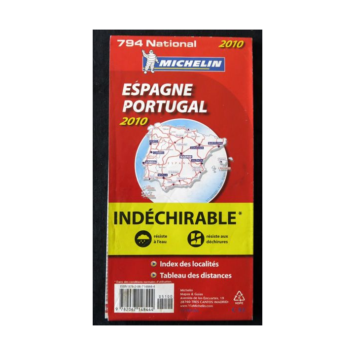 Carte Michelin N° 794 - 2010 Espagne - Portugal Edition 2010 Indéchirable
