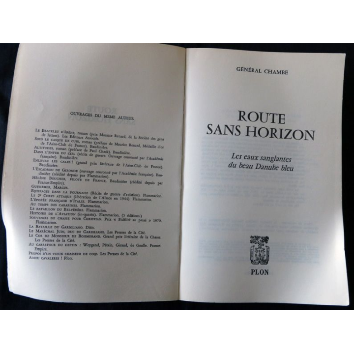 Route sans horizon par le Général Chambe aux Editions Plon