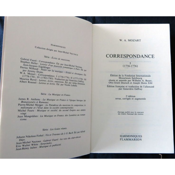 Correspondance Vol I 1756-1776 de W.A. Mozart aux Editions Flammarion