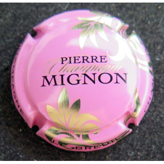 Capsule Muselet de bouteille de champagne MIGNON Pierre n° 61q rose feuilles or pâle