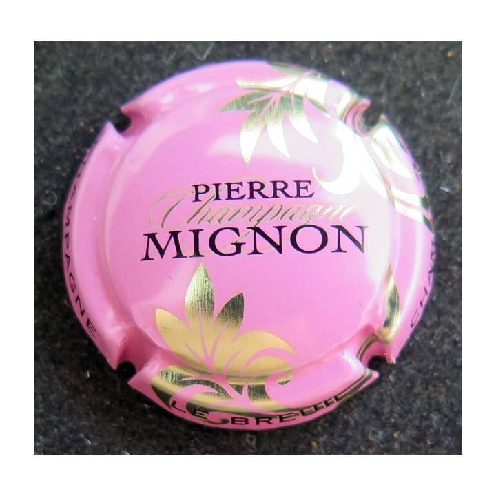 Capsule Muselet de bouteille de champagne MIGNON Pierre n° 61q rose feuilles or pâle