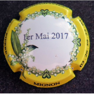 Capsule Muselet de bouteille de champagne MIGNON Pierre n° 61q rose feuilles or pâle