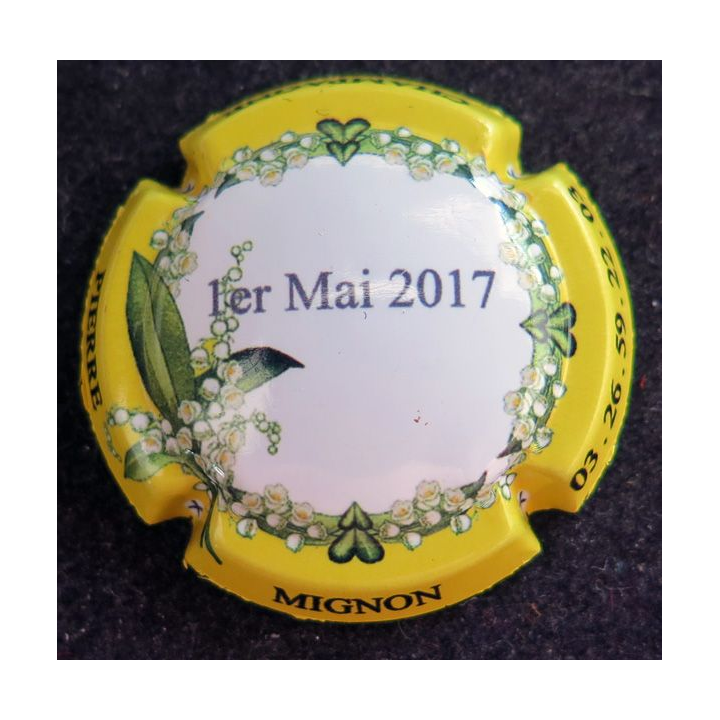 Capsule Muselet de bouteille de champagne MIGNON Pierre n° 61q rose feuilles or pâle