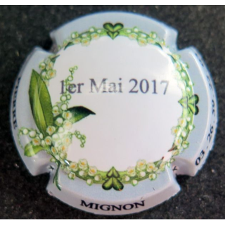Capsule Muselet de bouteille de champagne MIGNON Pierre n° 140b contour gris 1° Mai 2017