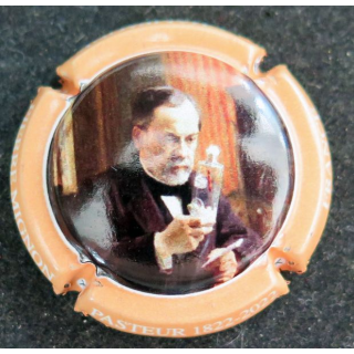 Capsule Muselet de bouteille de champagne MIGNON Pierre Pasteur 1822-2022 contour orange