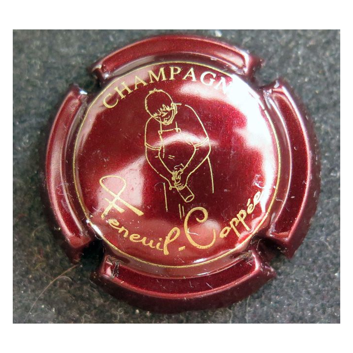 Capsule Muselet de bouteille de champagne FENEUIL-C OPPÉE n° 4 Bordeaux et or