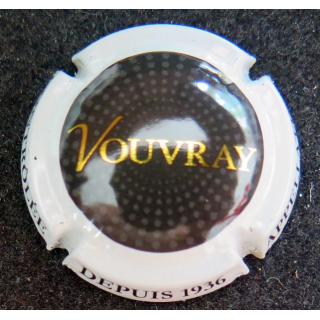 Capsule Muselet de bouteille de VOUVRAY A.O.C n° 8 Gris foncé et or contour blanc