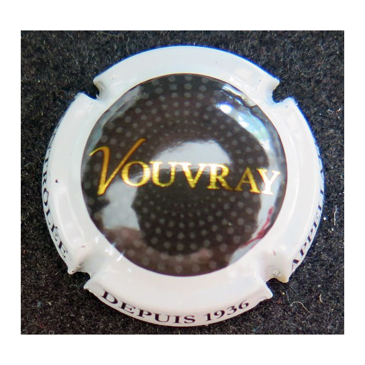 Capsule Muselet de bouteille de VOUVRAY A.O.C n° 8 Gris foncé et or contour blanc