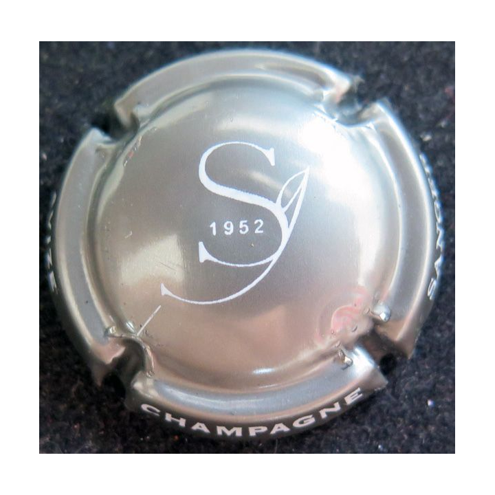 Capsule Muselet de bouteille de champagne SANGER n° 39 Gris-métallisé et blanc