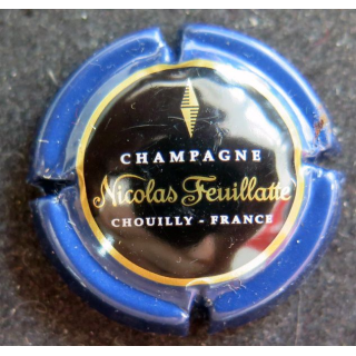 Capsule Muselet de bouteille de champagne Nicolas FEUILLATTE n° 44 contour bleu centre noir