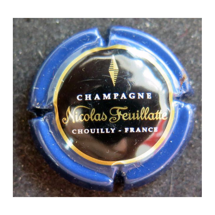 Capsule Muselet de bouteille de champagne Nicolas FEUILLATTE n° 44 contour bleu centre noir