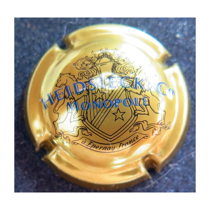Capsule Muselet de bouteille de champagne HEIDSIECK MONOPOLE n° 61 Or-cuivre et bleu