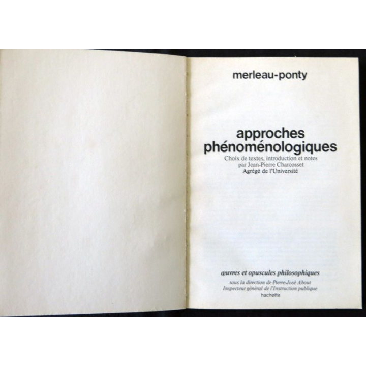 Approche phénoménologiques de Merleau-Ponty aux Editions Hachette