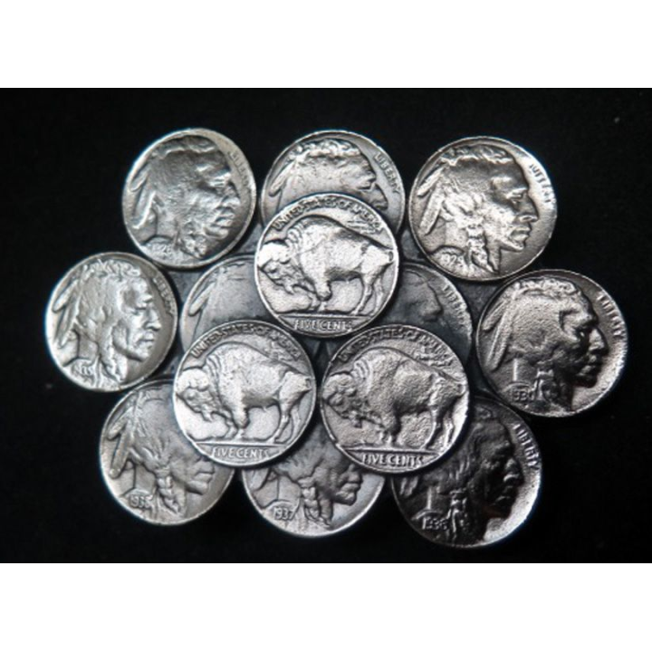 USA : boucle de ceinturon réalisé à base de figures d'indiens de pièces Five cents