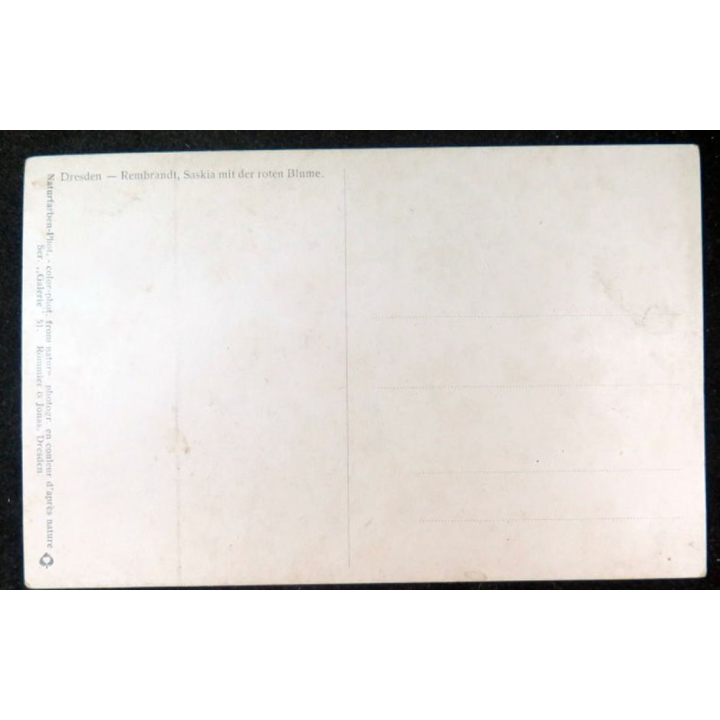 Carte postale allemande de Rembrandt Saskia à la fleur rouge  Dresde