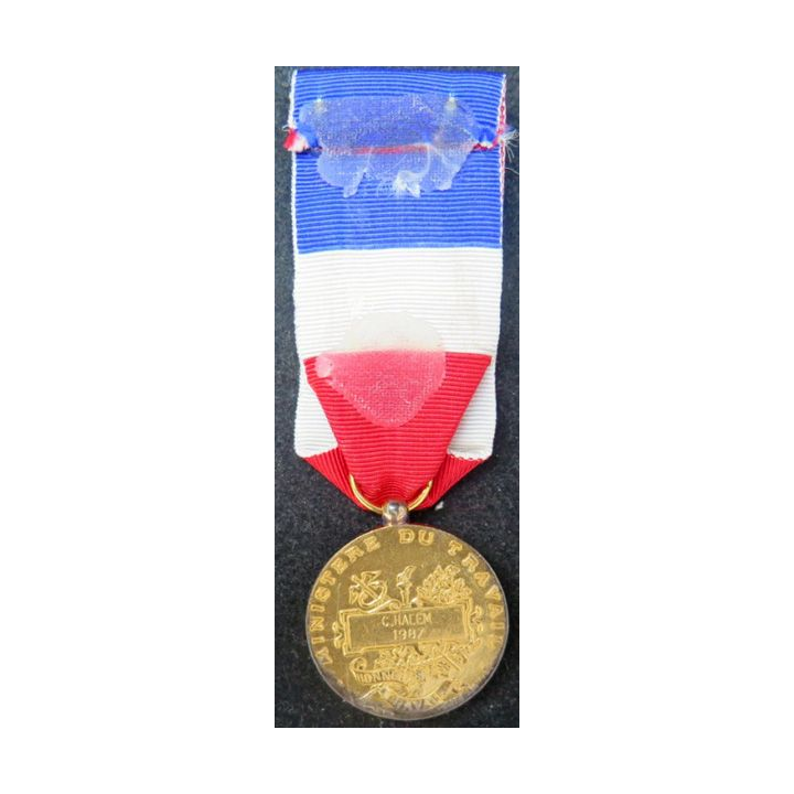 FRANCE : Médaille du travail du ministère du travail attribué à C. Halem 1987