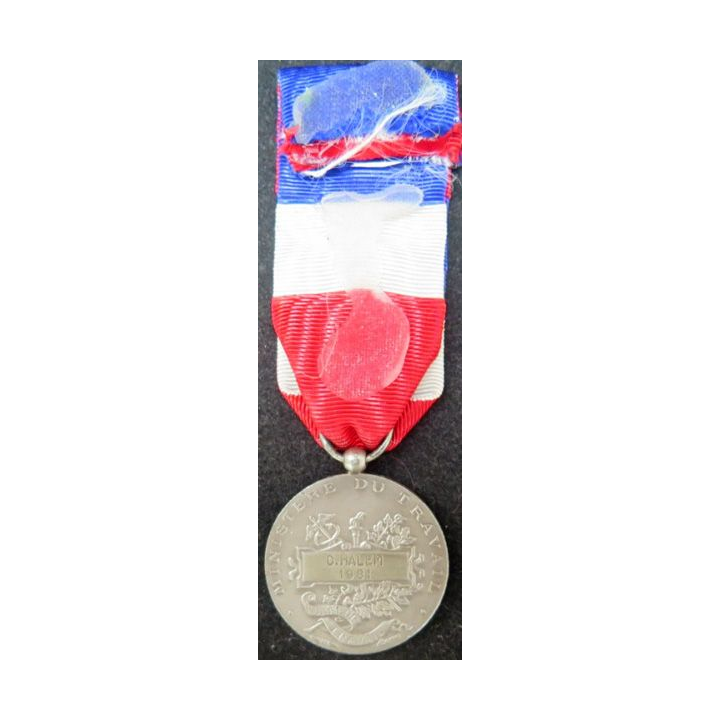 FRANCE : Médaille du travail du ministère du travail attribué à C. Halem 1987