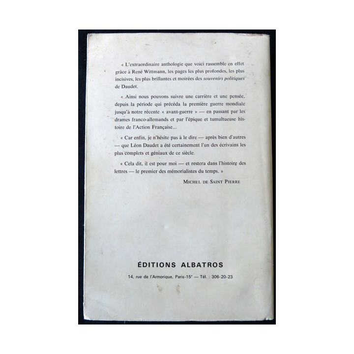 Souvenirs politiques de Léon Daudet aux Editons Albatros