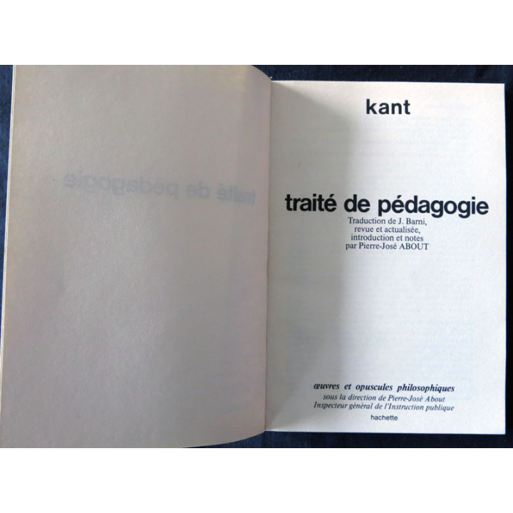 Traité de pédagogie de Kant aux Editions Hachette