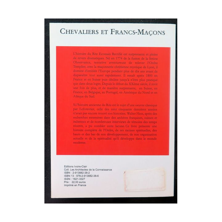 Chevaliers et Francs-Maçons approche contemporaine de l'histoire du RER de Walter Hess