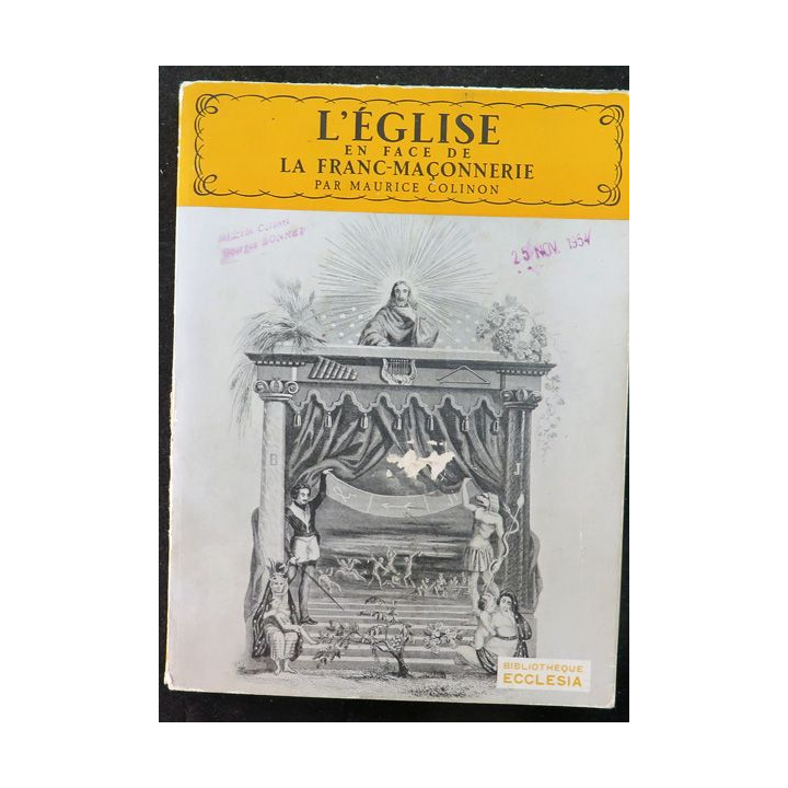 L'Eglise en face de la Franc-Maçonnerie par Maurice Colinon 1954