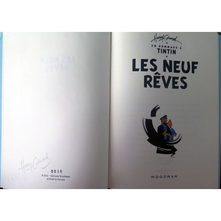 Croquis et images de Tintin les neuf rêves de Harry Edwood Wood man dédicacé 