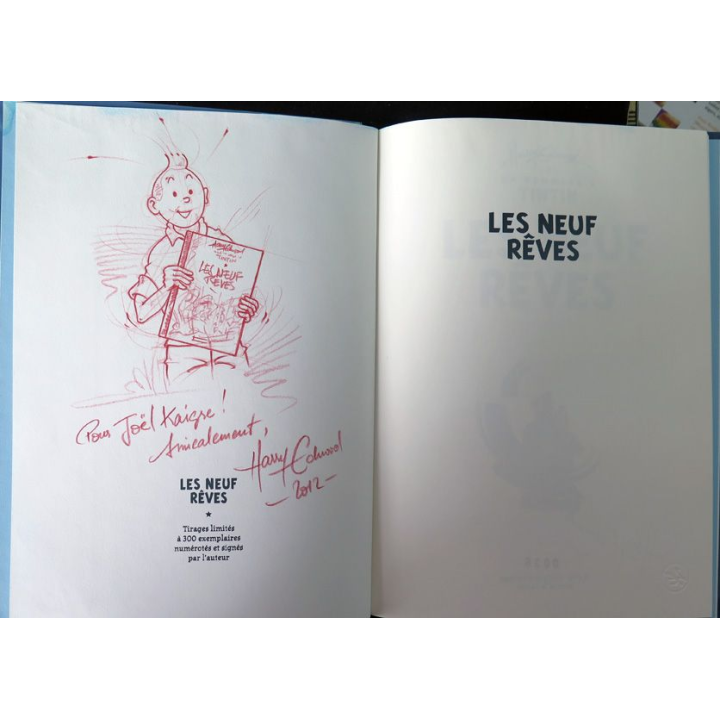 Croquis et images de Tintin les neuf rêves de Harry Edwood Wood man dédicacé 