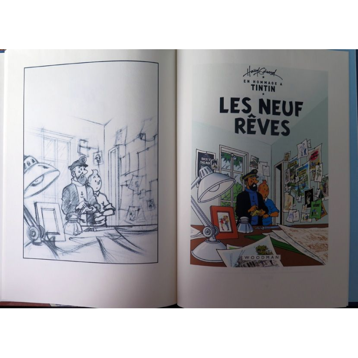 Croquis et images de Tintin les neuf rêves de Harry Edwood Wood man dédicacé 