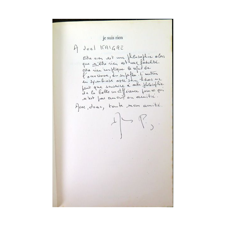 Je suis rien de Alain Page dédicacé par l'auteur