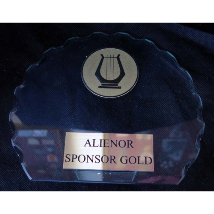 Trophée "sponsor gold" en plastique transparent de l'ensemble vocal féminin Alienor (C60)