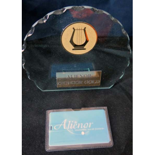 Trophée "sponsor gold" en plastique transparent de l'ensemble vocal féminin Alienor (C60)