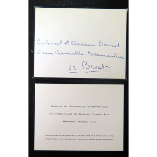 Carte de remerciements de la Maréchale Juin suite aux obsèques du Maréchal